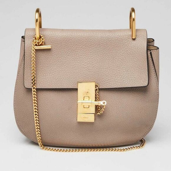 Chloe Motty Grey Pebbled Leather Small Drew Bag - Picture 1 of 12